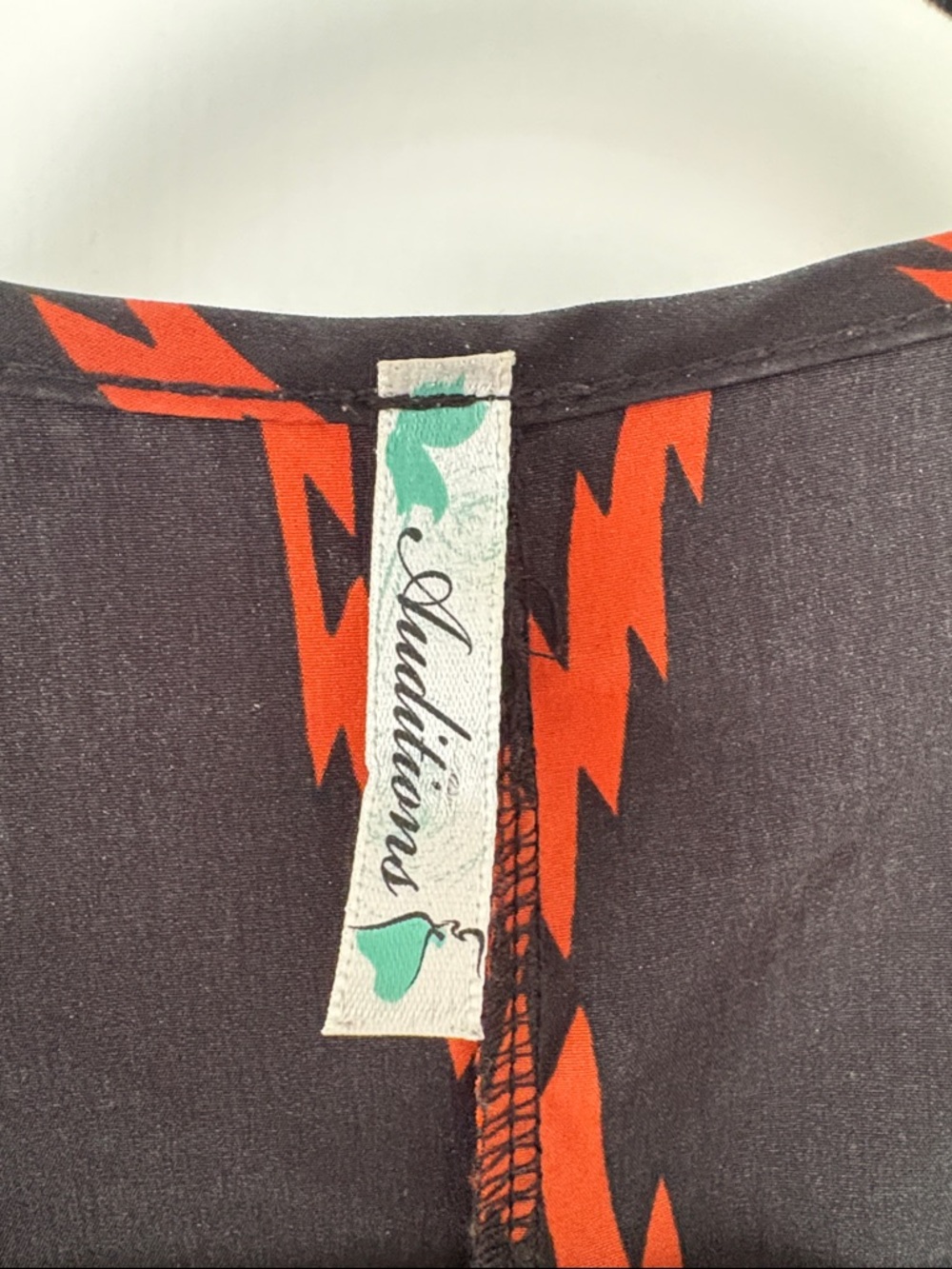 Auditions Black with Bright Orange Geometric Trim Top - Picture 2 of 5